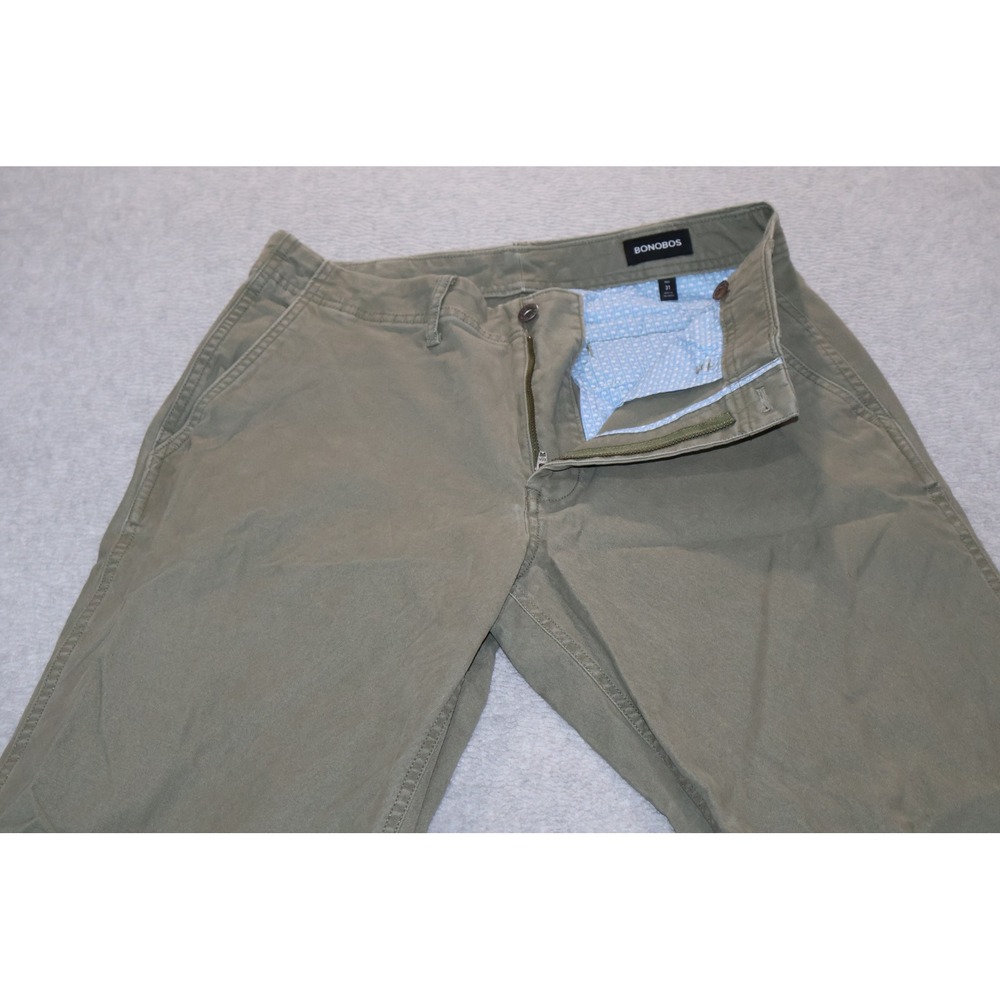Bonobos Chino Pants Mens 31x29 Olive Green Stretch Organic Cotton Straight Leg